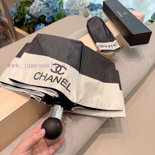 CHANEL Classic Splicing Triple Fold Automatic Folding Umbrella Made of Taiwan Imported UV Prof2icqer - Image 5