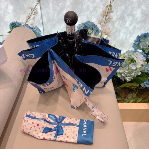 CHANEL Butterfly Knot Classic Returns, Triple Fold Automatic Folding Umbrella with Chanel Sottsysl6o - Image 7