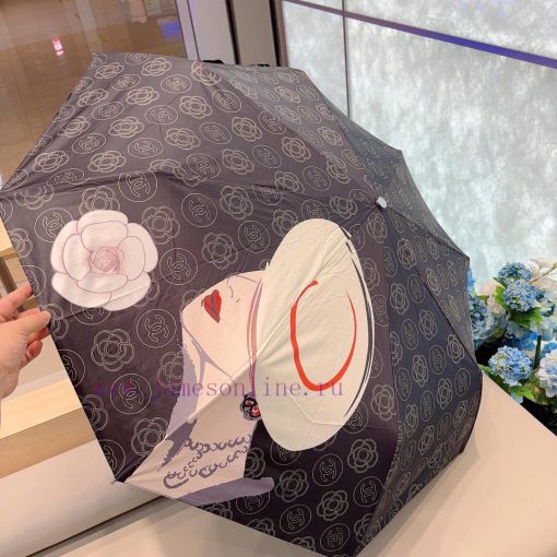 CHANEL Coco Triple Fold Automatic Folding Umbrella Made of Taiwan Imported UV Protective Umbh69jwres - Image 9
