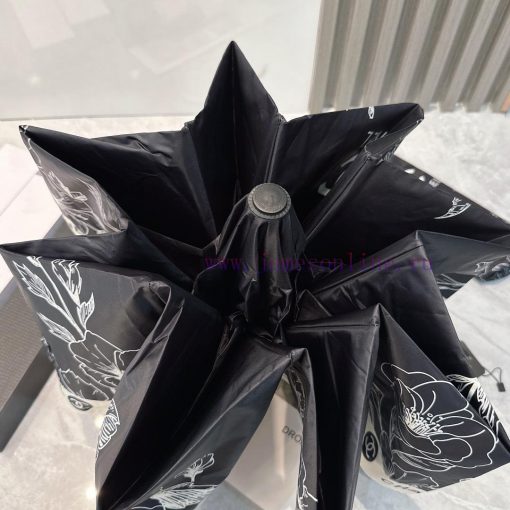 CHANEL Camellia 2024 Summer New Fully Automatic Folding UmbrellaBlack coating sunscreen effech3inz1n - Image 4