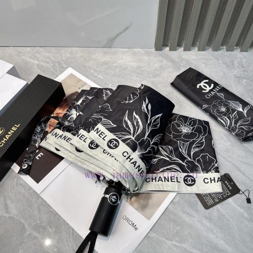 CHANEL Camellia 2024 Summer New Fully Automatic Folding UmbrellaBlack coating sunscreen effech3inz1n - Image 6