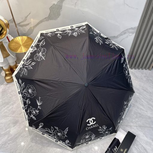 CHANEL Camellia 2024 Summer New Fully Automatic Folding UmbrellaBlack coating sunscreen effech3inz1n - Image 9