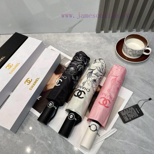 CHANEL Camellia 2024 Summer New Fully Automatic Folding UmbrellaBlack coating sunscreen effech3inz1n - Image 10