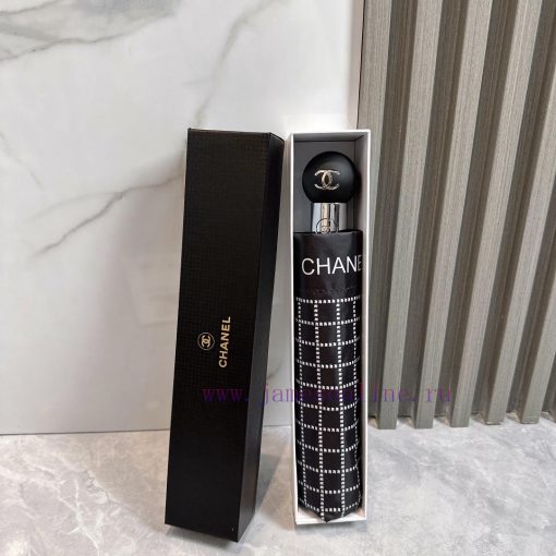 CHANEL plaid 2024 summer new fully automatic folding umbrellaBlack coating sunscreen effecti045nx6sl