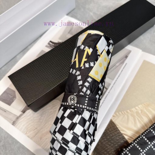 CHANEL plaid 2024 summer new fully automatic folding umbrellaBlack coating sunscreen effecti045nx6sl - Image 3