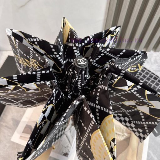 CHANEL plaid 2024 summer new fully automatic folding umbrellaBlack coating sunscreen effecti045nx6sl - Image 5