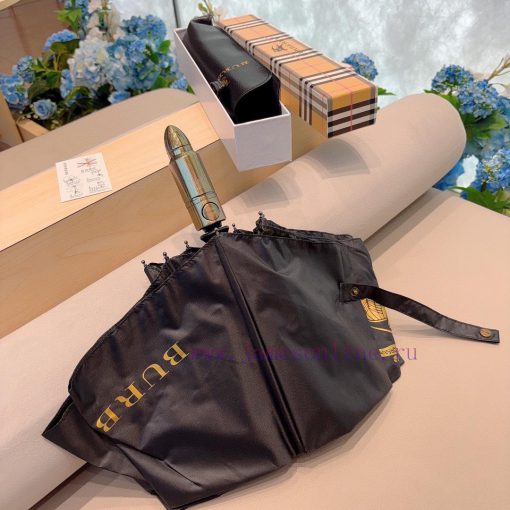 Burberry Bullet Handle New Solid Color Grid Edge Triple Fold Automatic Folding Umbrella Annu0g2enpm8 - Image 6