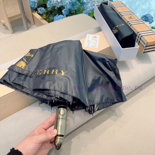 Burberry Bullet Handle New Solid Color Grid Edge Triple Fold Automatic Folding Umbrella Annu0g2enpm8 - Image 7