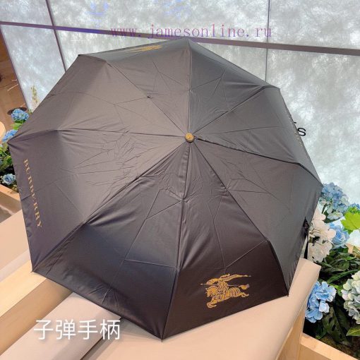 Burberry Bullet Handle New Solid Color Grid Edge Triple Fold Automatic Folding Umbrella Annu0g2enpm8 - Image 10