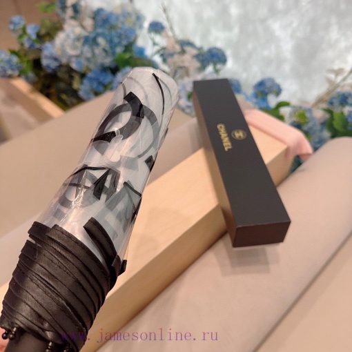 CHANEL Classic Transparent Triple Fold Hand Folding Umbrella with Exquisite Craftsmanship, S3rjuf12f - Image 4