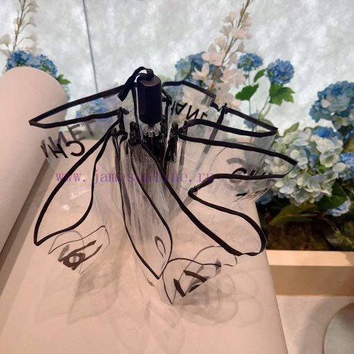 CHANEL Classic Transparent Triple Fold Hand Folding Umbrella with Exquisite Craftsmanship, S3rjuf12f - Image 5