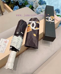 CHANEL's new rose handle, gold branch, three fold automatic folding umbrella, uses Taiwan imt66q9hzv