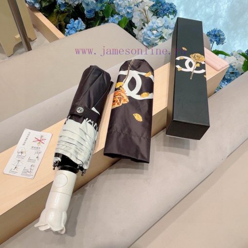 CHANEL's new rose handle, gold branch, three fold automatic folding umbrella, uses Taiwan imt66q9hzv
