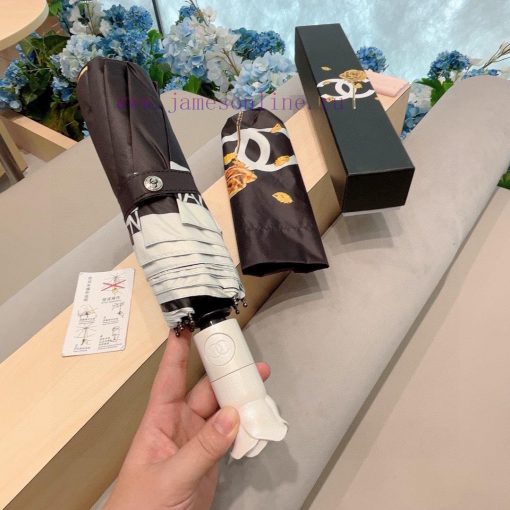 CHANEL's new rose handle, gold branch, three fold automatic folding umbrella, uses Taiwan imt66q9hzv - Image 3