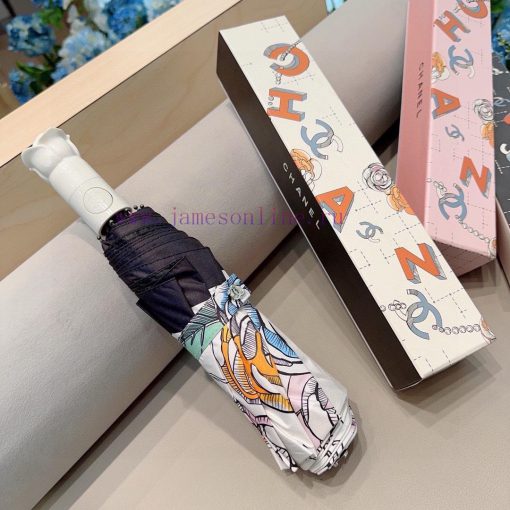 CHANEL's new rose handle, gold branch, three fold automatic folding umbrella, made of import8paobxuh