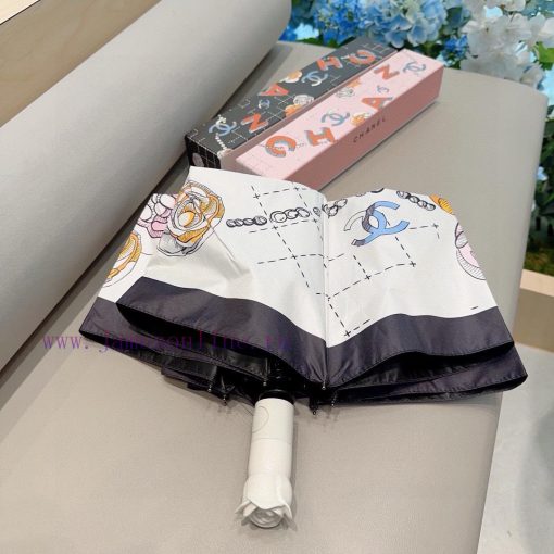 CHANEL's new rose handle, gold branch, three fold automatic folding umbrella, made of import8paobxuh - Image 4