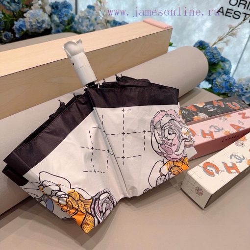 CHANEL's new rose handle, gold branch, three fold automatic folding umbrella, made of import8paobxuh - Image 5