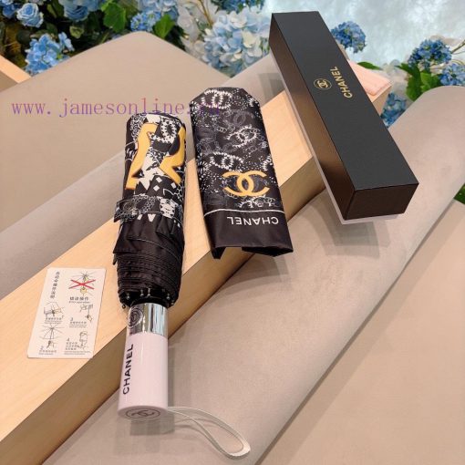CHANEL garbled logo, three fold automatic folding umbrella, finely crafted, stylish, stylish7e51gh0b