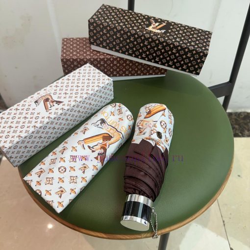 LOUIS VUITTON LV Five Fold Handheld Sunny Umbrella with New Coating Technology, Dark Umbrellykusbdk6 - Image 3