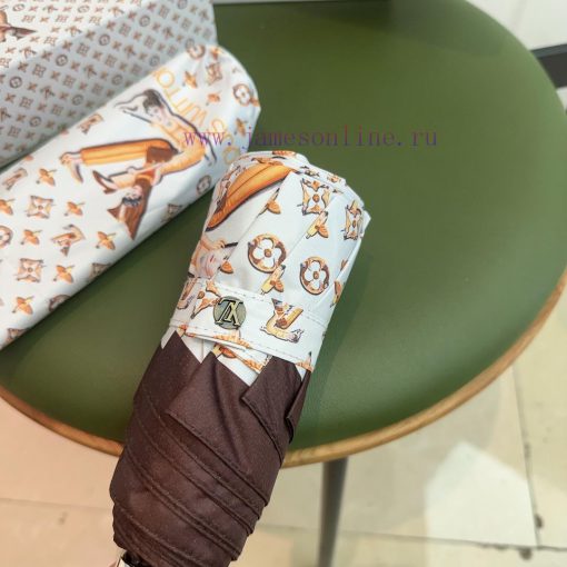 LOUIS VUITTON LV Five Fold Handheld Sunny Umbrella with New Coating Technology, Dark Umbrellykusbdk6 - Image 4