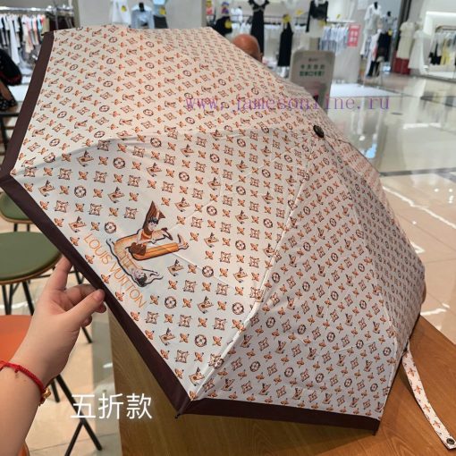 LOUIS VUITTON LV Five Fold Handheld Sunny Umbrella with New Coating Technology, Dark Umbrellykusbdk6 - Image 10