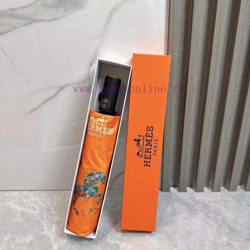 HERMES Hermes Flowers Bloom in 2024 Summer New Fully Automatic Folding UmbrellaBlack coatingxor2zc0h - Image 2