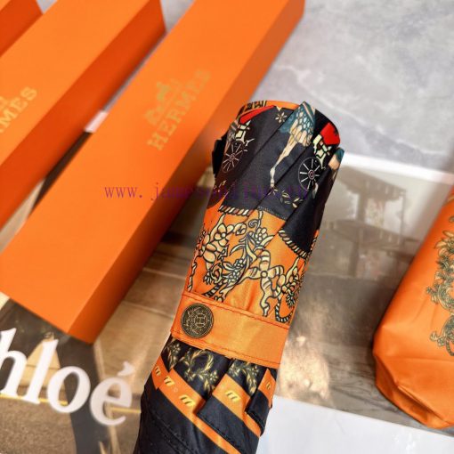 Hermes Emblem 2024 Summer New Fully Automatic Folding UmbrellaBlack coating sunscreen effect8zit261q - Image 3