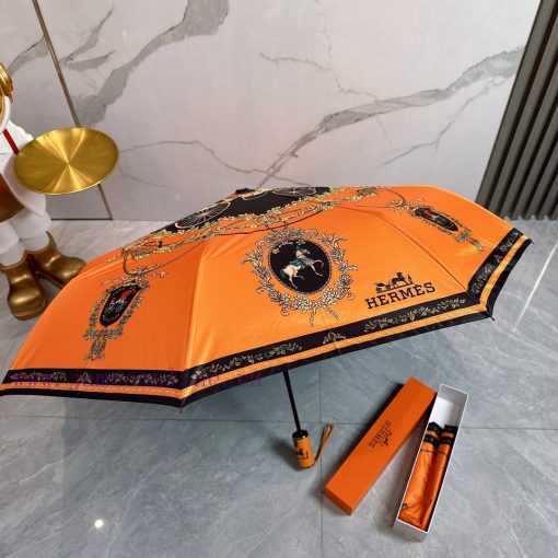 Hermes Emblem 2024 Summer New Fully Automatic Folding UmbrellaBlack coating sunscreen effect8zit261q - Image 9