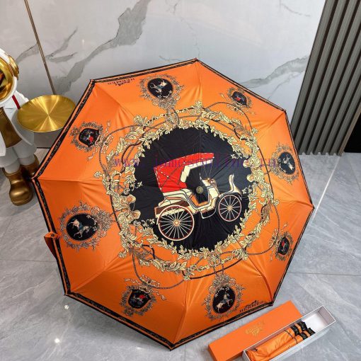 Hermes Emblem 2024 Summer New Fully Automatic Folding UmbrellaBlack coating sunscreen effect8zit261q - Image 10