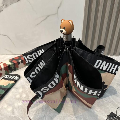 Moschino Camouflage Bear 2024 Summer New Fully Automatic Folding Sunny UmbrellaBlack coatingi1v5t17d - Image 9