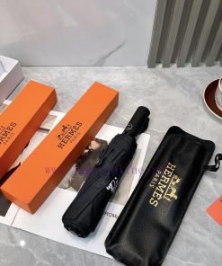 Hermes Dark Pattern 2024 Summer New Fully Automatic Folding Sunny UmbrellaBlack coating sunsl11udq1q