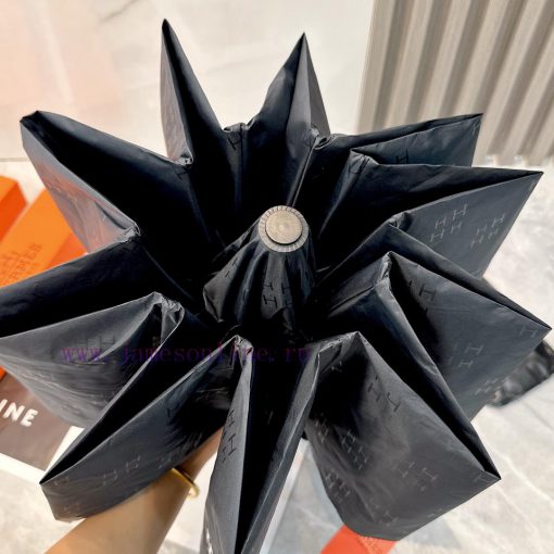 Hermes Dark Pattern 2024 Summer New Fully Automatic Folding Sunny UmbrellaBlack coating sunsl11udq1q - Image 6