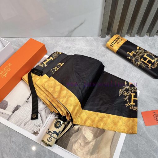 Hermes 2024 Summer New Fully Automatic Folding UmbrellaBlack coating sunscreen effectively b16awj78o - Image 7