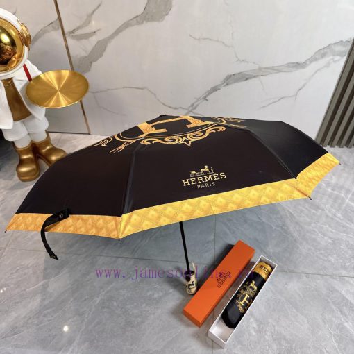 Hermes 2024 Summer New Fully Automatic Folding UmbrellaBlack coating sunscreen effectively b16awj78o - Image 8