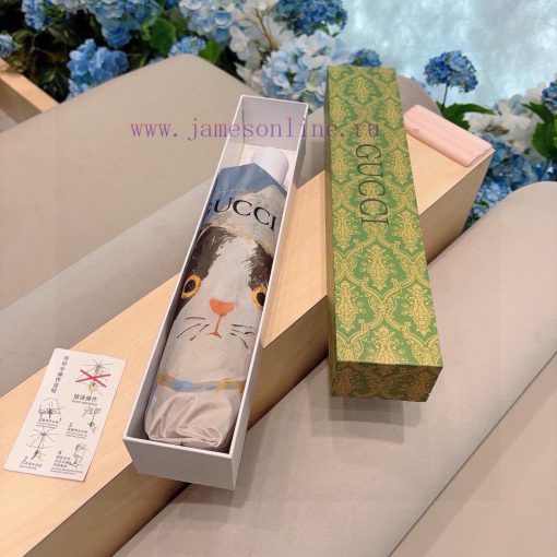 GUCCIGucci2024 New Cat Pattern Triple Fold Automatic Folding Umbrella Made of Taiwan Importeo389hb3y - Image 2