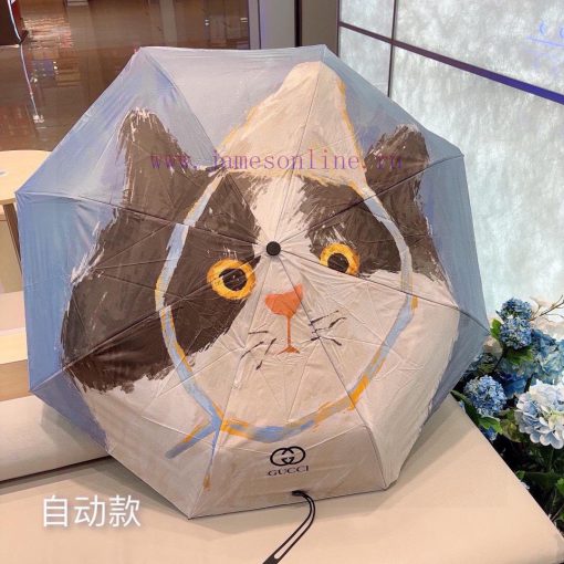 GUCCIGucci2024 New Cat Pattern Triple Fold Automatic Folding Umbrella Made of Taiwan Importeo389hb3y - Image 8