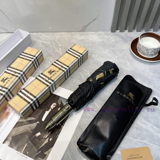Burberry Bullet Handle 2024 Summer New Fully Automatic Folding UmbrellaBlack coating sunscresehyjg7n - Image 3