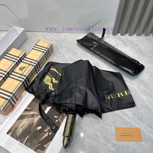 Burberry Bullet Handle 2024 Summer New Fully Automatic Folding UmbrellaBlack coating sunscresehyjg7n - Image 7