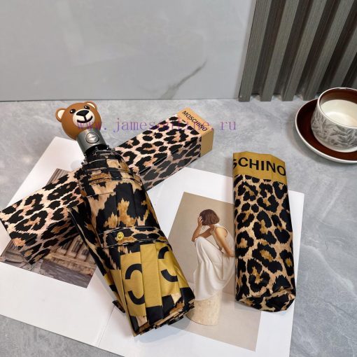 Moschino Leopard Bear 2024 Summer New Fully Automatic Folding Sunny UmbrellaBlack coating su1s0mkhqv - Image 3