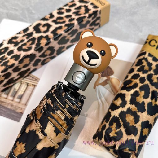 Moschino Leopard Bear 2024 Summer New Fully Automatic Folding Sunny UmbrellaBlack coating su1s0mkhqv - Image 4
