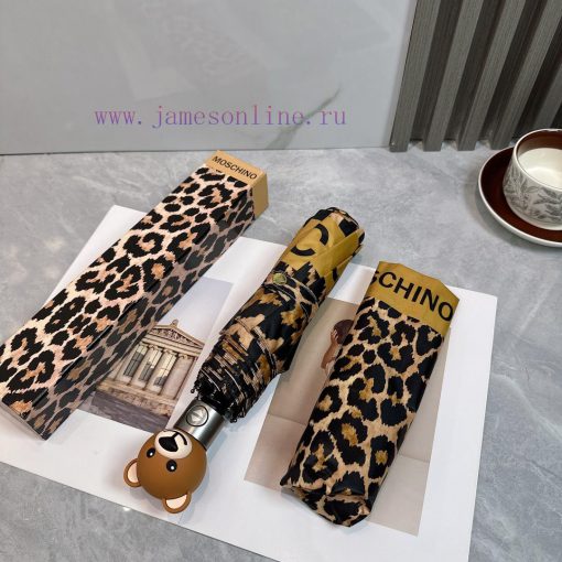 Moschino Leopard Bear 2024 Summer New Fully Automatic Folding Sunny UmbrellaBlack coating su1s0mkhqv - Image 7