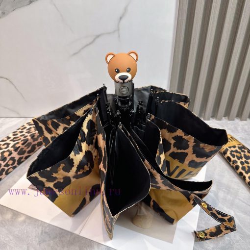 Moschino Leopard Bear 2024 Summer New Fully Automatic Folding Sunny UmbrellaBlack coating su1s0mkhqv - Image 9