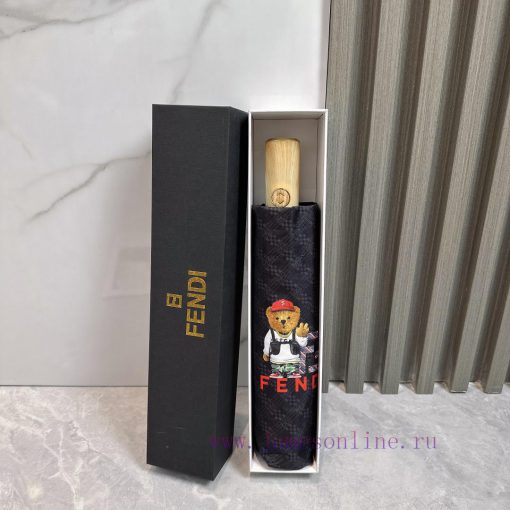 FENDI 2024 Summer New Fully Automatic Folding UmbrellaBlack coating sunscreen effectively blww0a7ccg
