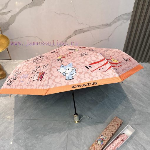 Coach Graffiti 2024 Summer New Fully Automatic Folding Sunny UmbrellaBlack coating sunscreenf5um8pek - Image 9