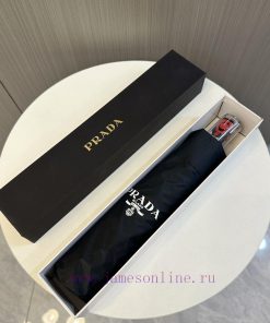 Prada Transparent Handle 2024 Summer New Fully Automatic Folding UmbrellaBlack coating sunscodj3l46e