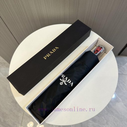 Prada Transparent Handle 2024 Summer New Fully Automatic Folding UmbrellaBlack coating sunscodj3l46e