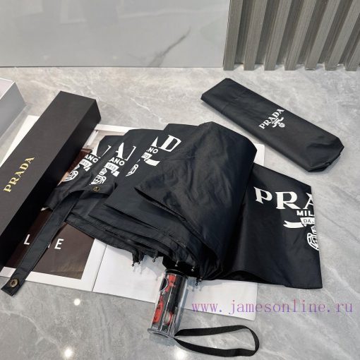Prada Transparent Handle 2024 Summer New Fully Automatic Folding UmbrellaBlack coating sunscodj3l46e - Image 7