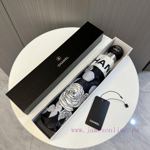 CHANEL Camellia 2024 New Triple Fold Automatic Folding Umbrella with Exquisite Craftsmanshipuxjqpclj
