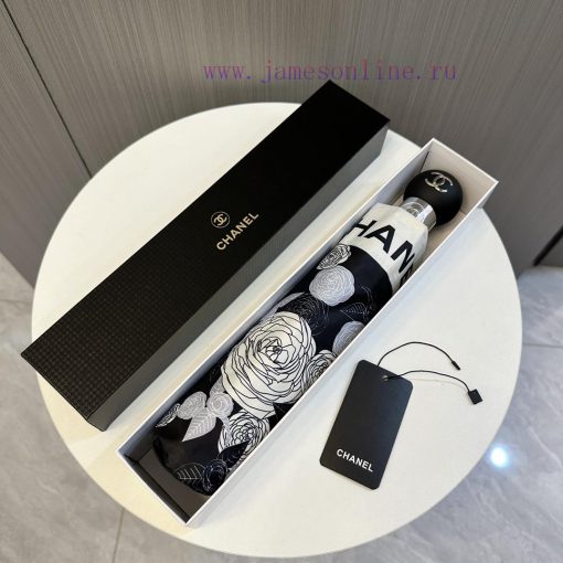 CHANEL Camellia 2024 New Triple Fold Automatic Folding Umbrella with Exquisite Craftsmanshipuxjqpclj - Image 2