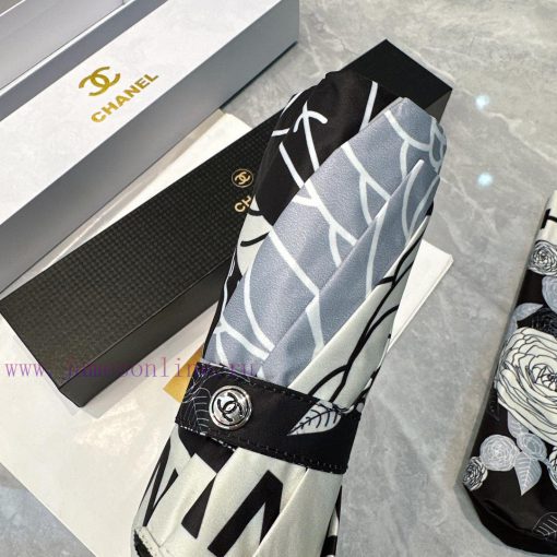CHANEL Camellia 2024 New Triple Fold Automatic Folding Umbrella with Exquisite Craftsmanshipuxjqpclj - Image 4